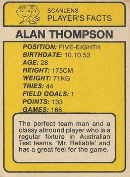 1981 Scanlens #3 Alan Thompson Back